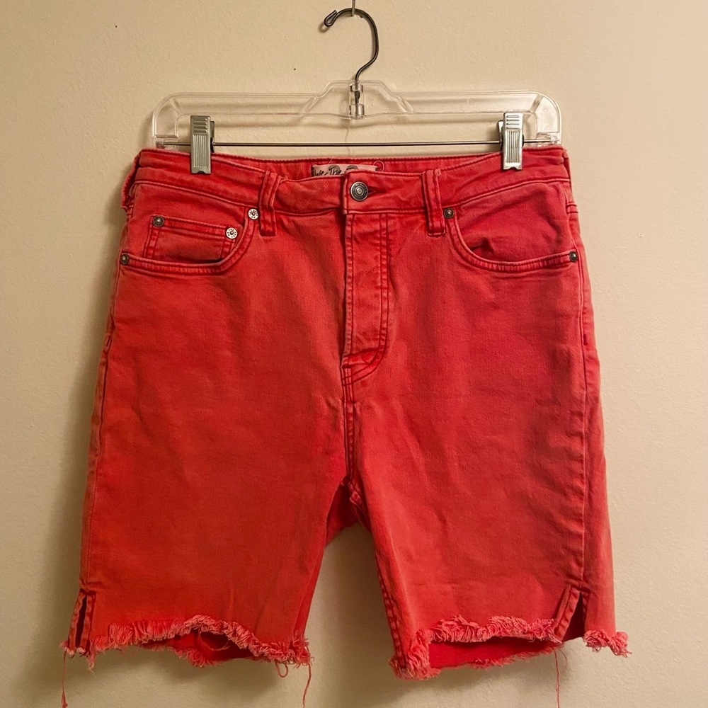 Free People Pink/Red Denim Shorts